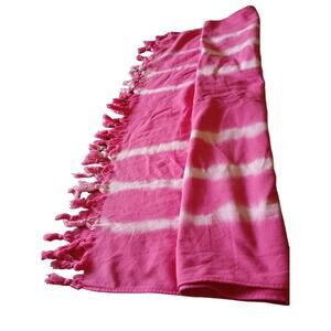 Bianca Pink Tie Dye Tassels Blanket Beach Towel 39 x 66